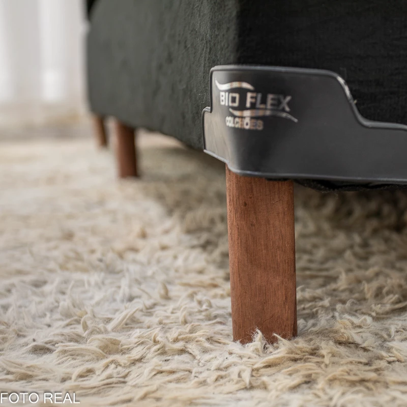 Box Baú Casal Bipartido Carioca Sued Preto Blindado Bioflex + Colchão Casal Ortopédico EPS Airtech 150 Ortopillow 138x188x28 - Ortobom | Suporta até 240kg - Imagem 2