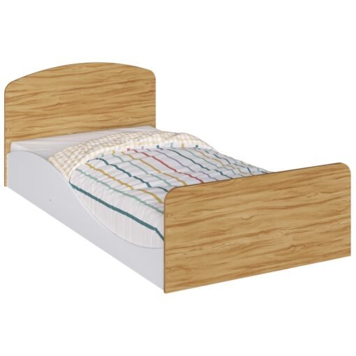 Cama Solteiro Lua Branco Brilho/Amêndoa - PEROBA MÓVEIS - Imagem 5