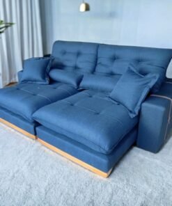 Sofá Retrátil e Reclinável Arthur/Toronto 2,50 m Linho Azul 7003 – D’VITRINE ESTOFADOS