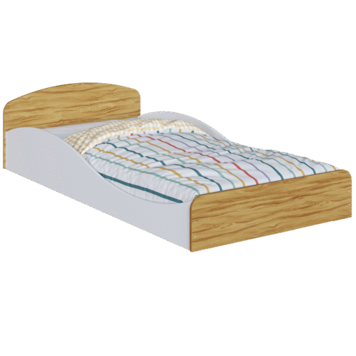 Cama Solteiro Sol Branco Brilho/Amêndoa - PEROBA MÓVEIS - Imagem 5