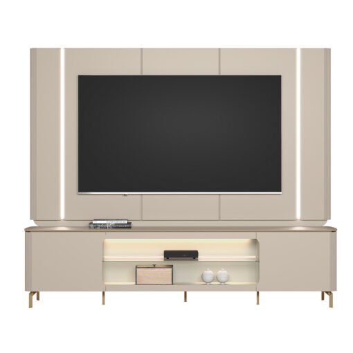 Painel + Rack Santorini Off White/Tauari Fosco - LINEA BRASIL - Imagem 12