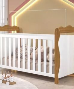 Berço Americano Lisi Branco Brilho/Amêndoa - PEROBA MÓVEIS