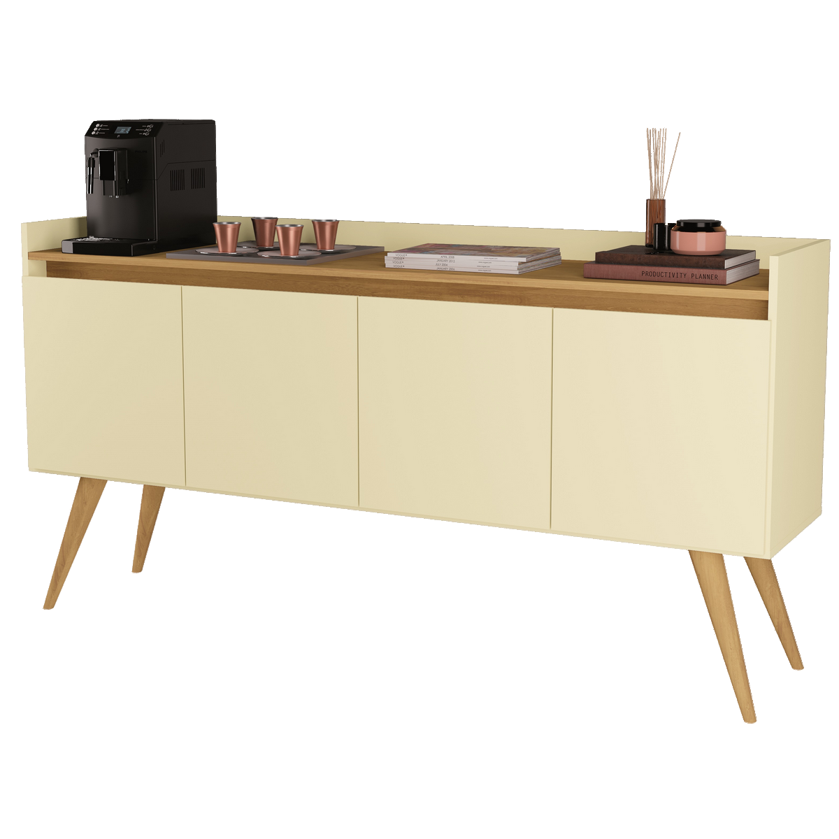 Buffet 4 Portas Gold Pérola/Mel - MÓVEIS PRIMUS - Imagem 2