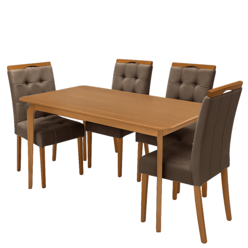 Mesa Alegra 120 Cinamomo com 4 Cadeiras Sophia Veludo Marrom – JCM MOVELARIA + WM DECOR - Imagem 3