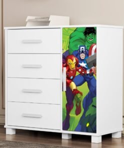 Cômoda 4 Gavetas com Sapateira Lívia (Menino) Vingadores 404188 - MADEC/VJ MÓVEIS