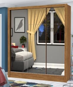 Guarda-roupa Dubai/santiago Premium(3 Portas Espelhadas) 1,79 M Cinamomo/branco – Carioca MÓveis