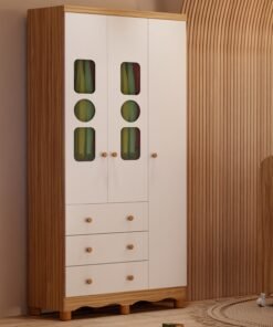 Guarda-Roupa 3 Portas Tedy Branco Brilho/Amêndoa - PEROBA MÓVEIS