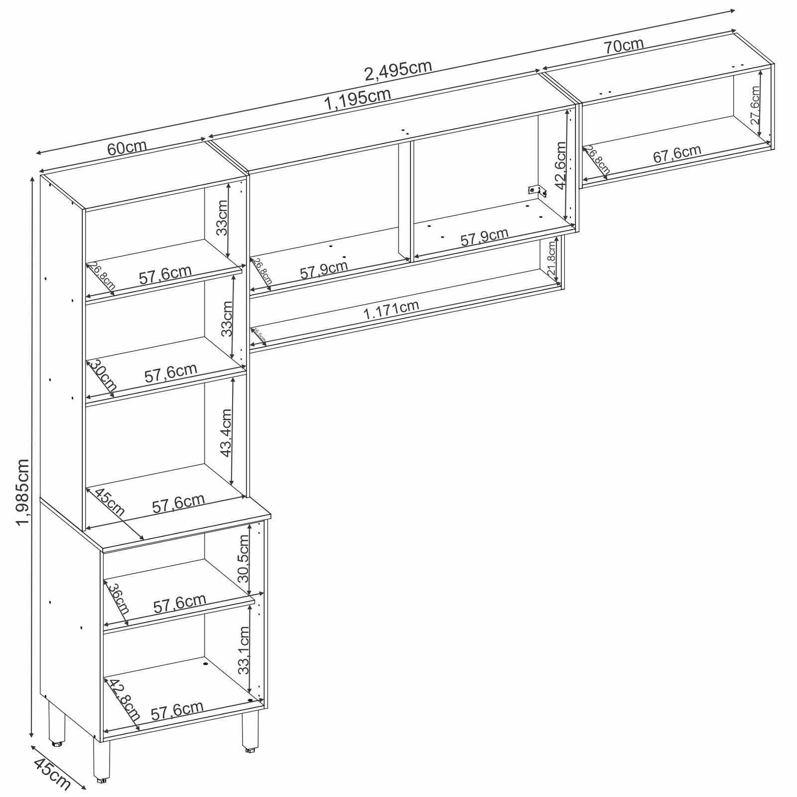 Cozinha Completa com Balcão Alba Amêndola/Grafito Prime TX - DEMÓBILE - Imagem 4