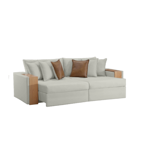 Sofá Cama Retrátil Maiori 2,52 m Linho Gelo 07 - INNOVE ESTOFADOS - Imagem 4