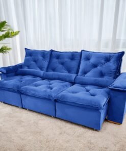 Sofá Retrátil e Reclinável Grécia 2,70 m Azul - QUINE ESTOFADOS