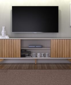 Bancada até 65" Manaus Off White/Cinamono - VALDEMÓVEIS