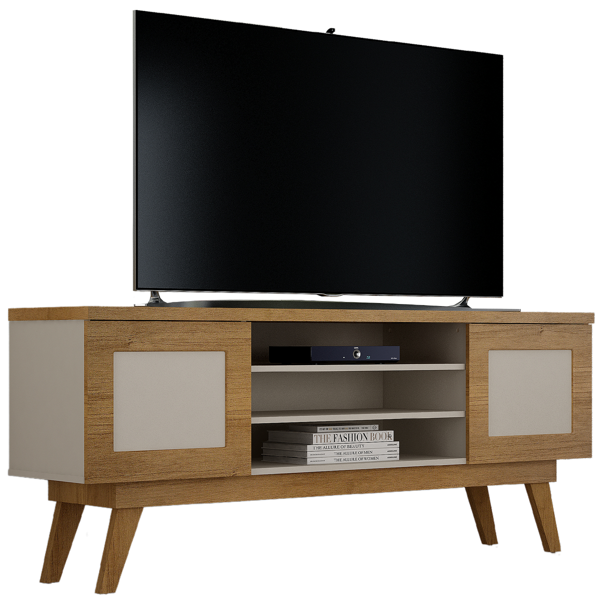 Rack até 65" Detroit Cinamono/Off White - VALDEMÓVEIS - Imagem 3