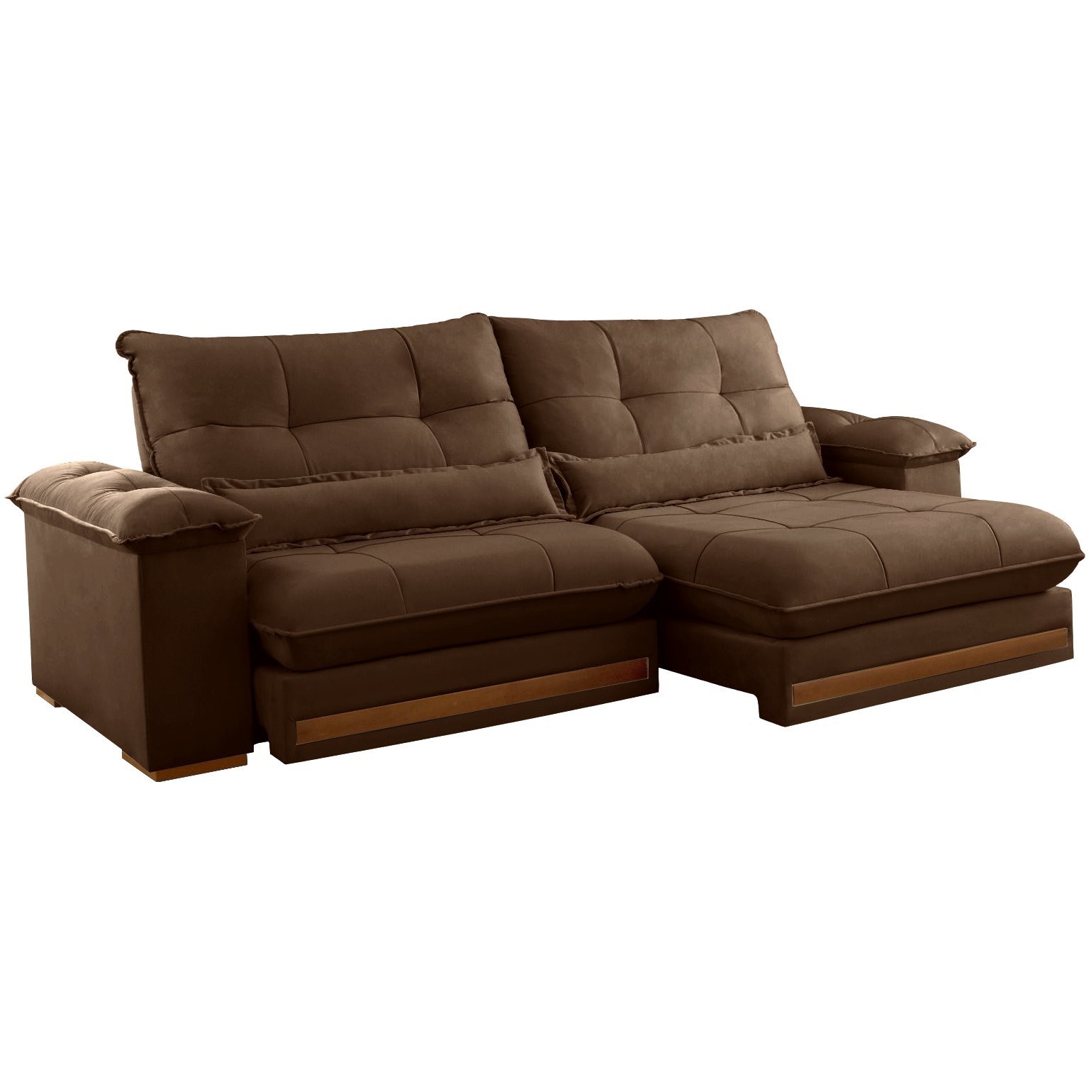 Sofá Retrátil e Reclinável Qatar 2,50 m Veludo Marrom B017 - TREVO ESTOFADOS - Imagem 3