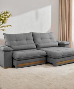 Sofá Retrátil e Reclinável Qatar 2,00 m Linho Cinza A230 – TREVO ESTOFADOS