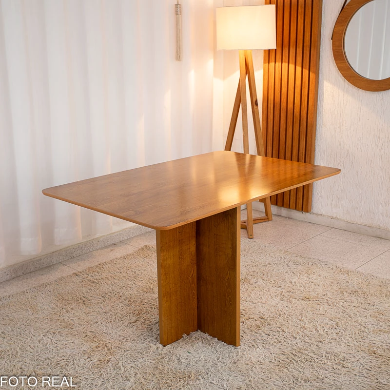 Mesa de Jantar Salina Tampo Londres Cinamomo 120x80 4 Cadeiras Genova Veludo Cinza 507 Madeira Maciça Art Assento - Imagem 7