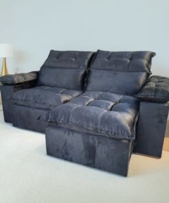 Sofá Retrátil e Reclinável Imperial 2,00 m Veludo Jolie Preto 12 - IMPERIAL DECOR