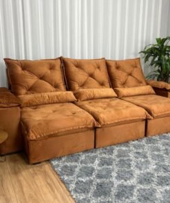 Sofá Retrátil Reclinável Porto Madeiro 2.70m- Terracota Veludo