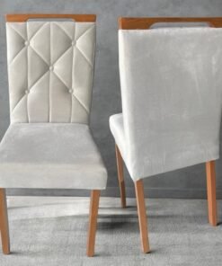 Kit 2 Cadeiras Yasmim Veludo Bege - KM DECOR