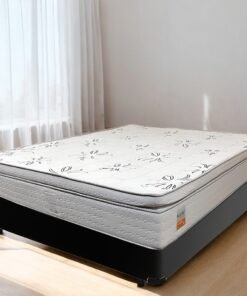 Colchão Casal New York D33 + Base Box Simples Corino Preto – ECOTEC + BIOSTAR