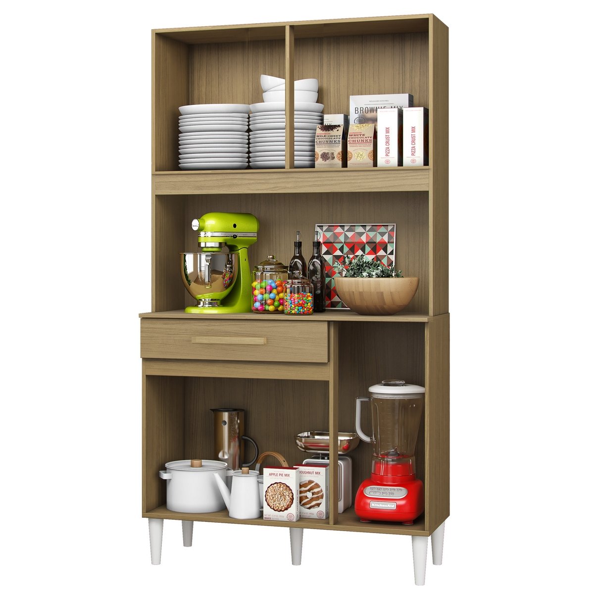 Kit Cozinha 4P1G 0,91 m Atacama/Grafite - ARAMÓVEIS - Imagem 2