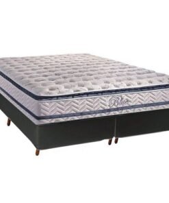 Colchão Queen Blue D33 + Base Box Simples Corino Preto – PAROPAS + ALTO NÍVEL CAMAS E COLCHÕES