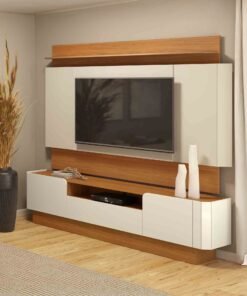 Painel + Rack até 65" TB116L Off White/Freijó - DALLA COSTA