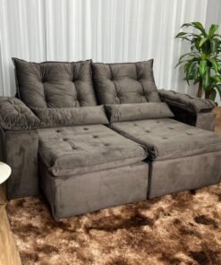 Sofá Retrátil Reclinável Atenas 2.00m - Marrom Veludo