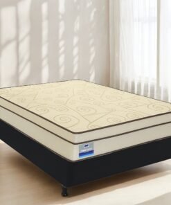 Colchão Casal Prime Light 26 cm D28 + Base Box Simples Corino Preto – ORTHOPRIME + BIOSTAR