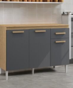 Balcão 3P1G Vitória/Naiomi Atacama/Grafite - ARAMÓVEIS