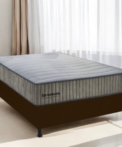 Colchão Casal Exclusive Foam D33 + Base Box Simples Corino Marrom – ORTOBOM + BIOSTAR