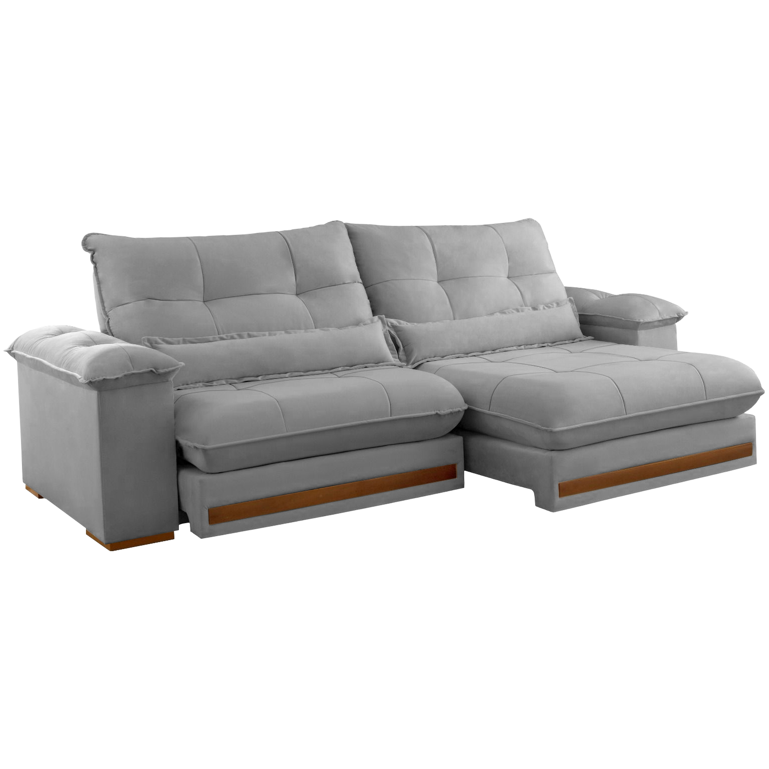 Sofá Retrátil e Reclinável Qatar 2,50 m Veludo Cinza B010 - TREVO ESTOFADOS - Imagem 4