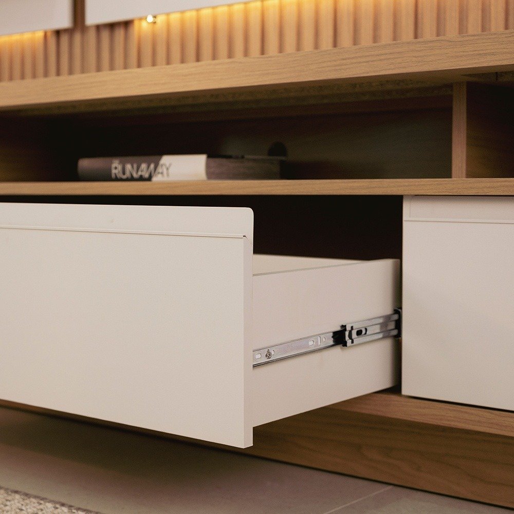 Painel até 70" + Rack + Módulo Lateral São Paulo Tauari/Off White Fosco - LINEA BRASIL - Imagem 3