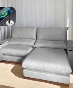 Sofá Retrátil e Reclinável Grazi 2,50 m Linho Cinza 3125 - UNIART ESTOFADOS