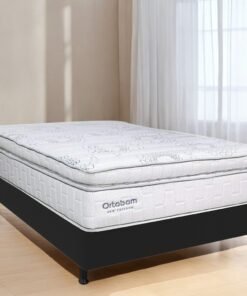 Colchão Casal New Freedom + Base Box Simples Corino Preto – ORTOBOM + BIOSTAR