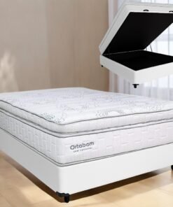 Colchão Casal New Freedom + Base Box Baú Branco – ORTOBOM + BIOSTAR