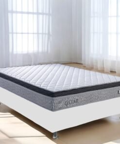 Colchão Casal Qatar D28 + Base Box Simples Corino Branco – DESIGN COLCHÕES + ALTO NÍVEL CAMAS E COLCHÕES