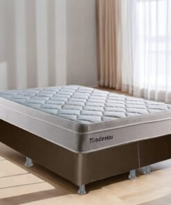 Colchão Queen Tiradentes D28 + Base Box Simples Corino Marrom – COLCHOMINAS + ALTO NÍVEL CAMAS E COLCHÕES
