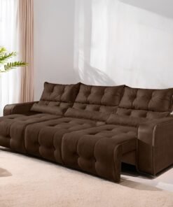 Sofá Retrátil e Reclinável Premier/Minas 2,50 m Veludo Marrom 506 - DECORAR ESTOFADOS