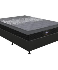 Colchão Casal New York + Base Box Simples Corino Preto – GAZIN COLCHÕES + BIOSTAR