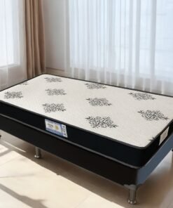 Colchão Solteiro Light D20 + Base Box Simples Corino Preto – ECOTEC + ALTO NÍVEL CAMAS E COLCHÕES