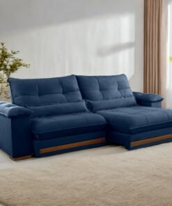 Sofá Retrátil e Reclinável Qatar 2,50 m Azul B024 - TREVO ESTOFADOS