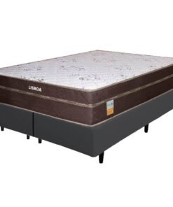 Colchão Queen Lisboa D28 + Base Box Simples Corino Preto – ECOTEC + ALTO NÍVEL CAMAS E COLCHÕES