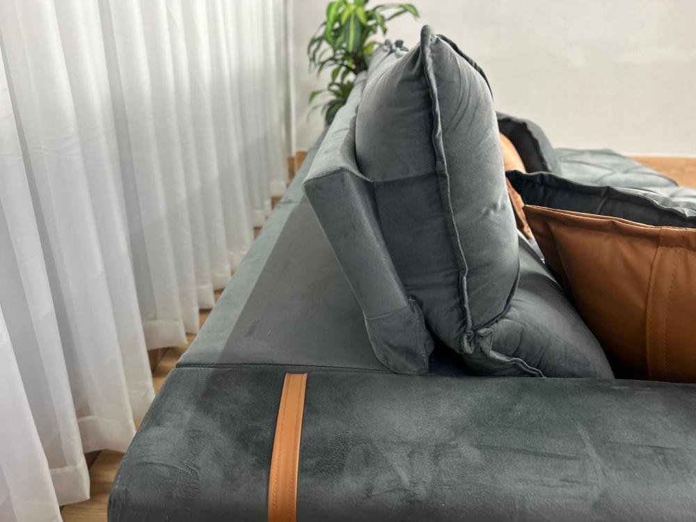 Sofá Retrátil e Reclinável Gran Bello 3,20m - Cinza Veludo - Imagem 6