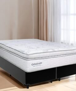 Colchão Queen New Freedom + Base Box Simples Corino Preto – ORTOBOM + ALTO NÍVEL CAMAS E COLCHÕES