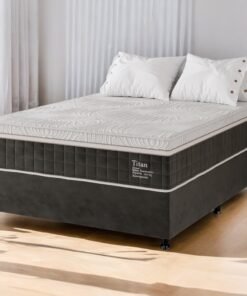Colchão Casal Terapêutico Massageador Titan/Thor D28 + Base Box Simples Corino Preto – VIERO MÓVEIS + BIOSTAR