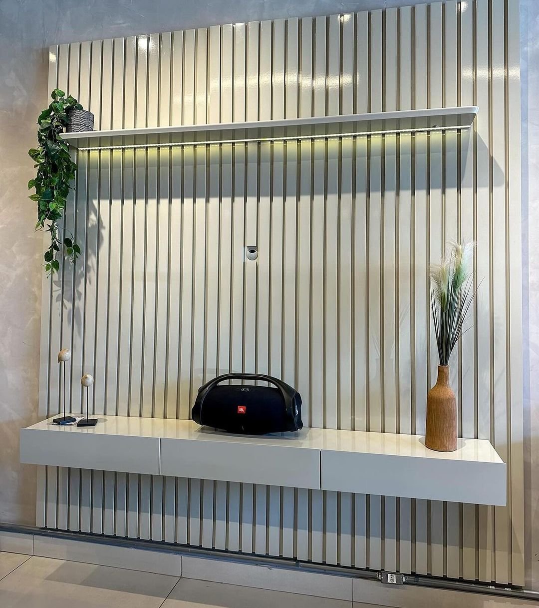 Home até 85" Nobre Ripado 230(Com Nicho) Off White - GELIUS - Imagem 2