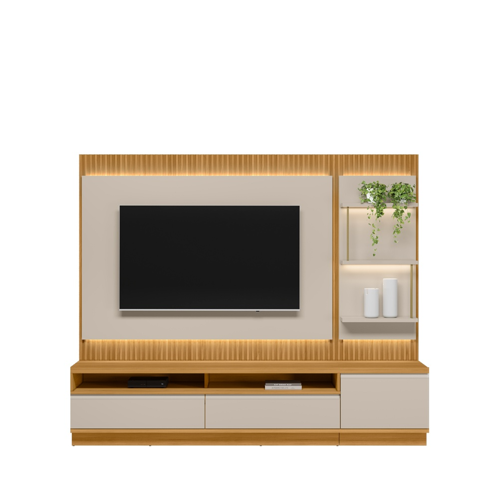 Painel até 70" + Rack + Módulo Lateral São Paulo Tauari/Off White Fosco - LINEA BRASIL - Imagem 5