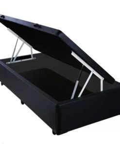 Base Box Solteiro Bau Corino Preto - BIOSTAR