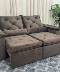 Sofá Retrátil Reclinável Brasão 2.00m- Marrom Veludo