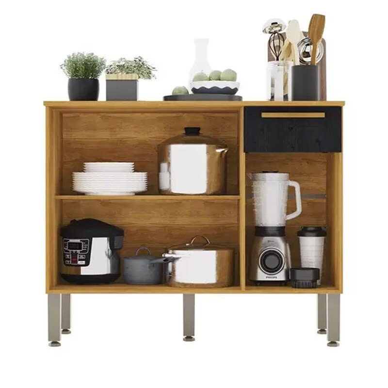 Balcão Cozinha Madri Larg. 1.05m Cinamomo/Preto Sallêto - Imagem 2